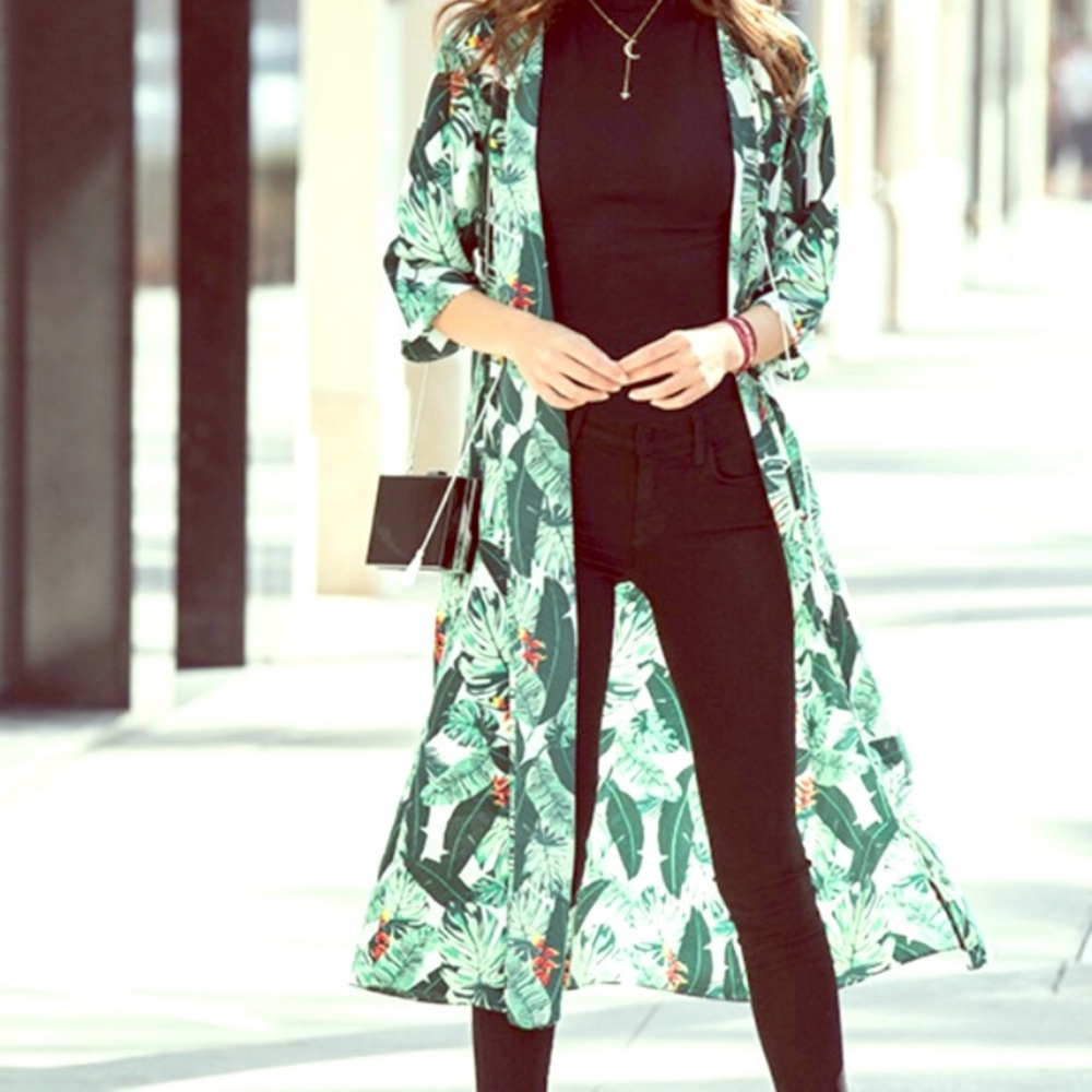 RACHEL ZOE COLLECTION PALM PRINT DUSTER 
EXCLUSIVE